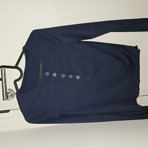 Navy Long Sleeve Henley Top